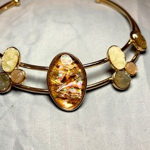 Crystal & Gemstone Gold Choker Necklace